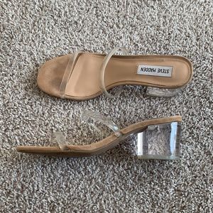 Steve Madden clear sandals with chunky heel!